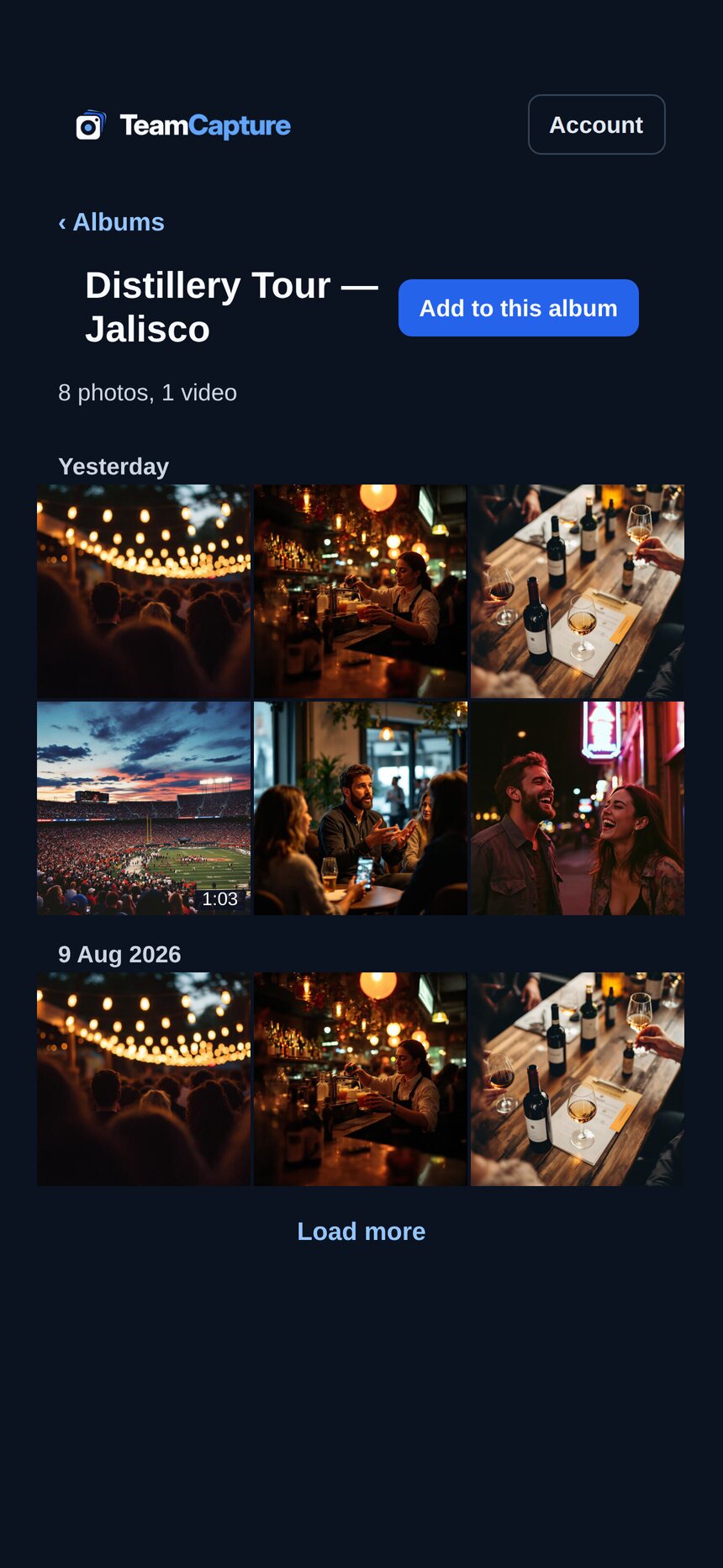 One album inside the Team Capture app